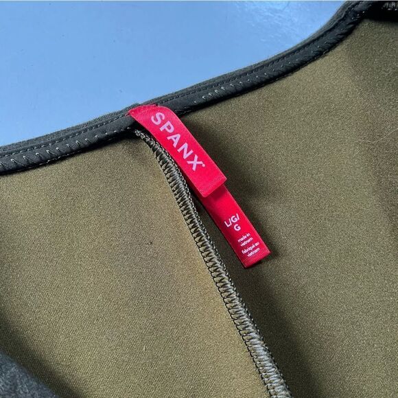 SPANX Faux Suede Column Dress In Utility Green Large - Picture 5 of 9